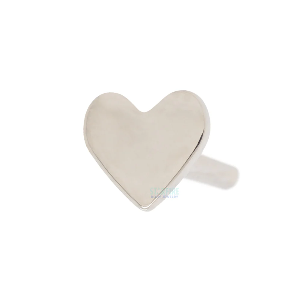 14K, 18K or Platinum Threaded Heart Backed Labret Post / Flatback - Image 6