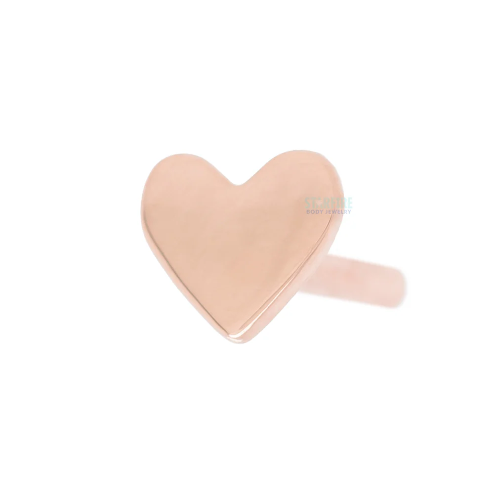 14K, 18K or Platinum Threaded Heart Backed Labret Post / Flatback - Image 7