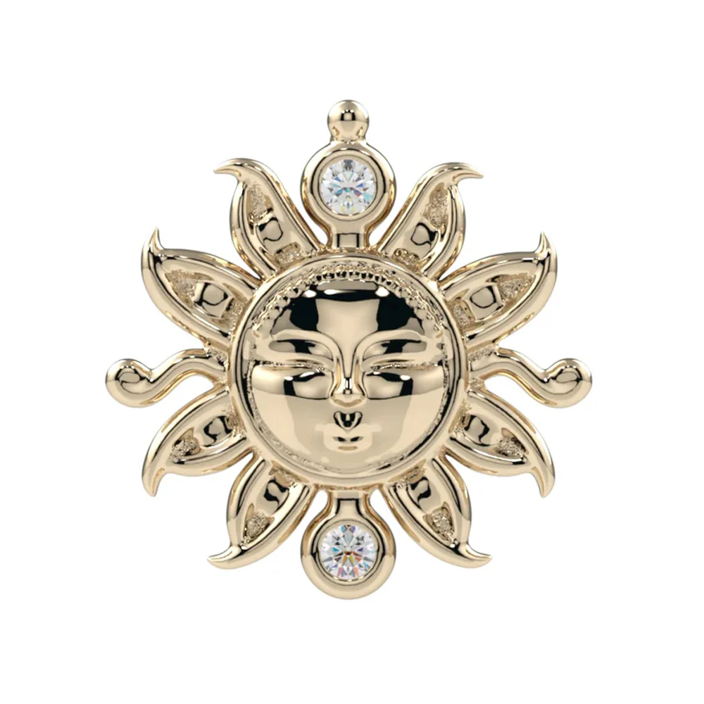 "Kira Sun" Threaded End in Gold & Platinum with CZ's - Image 2