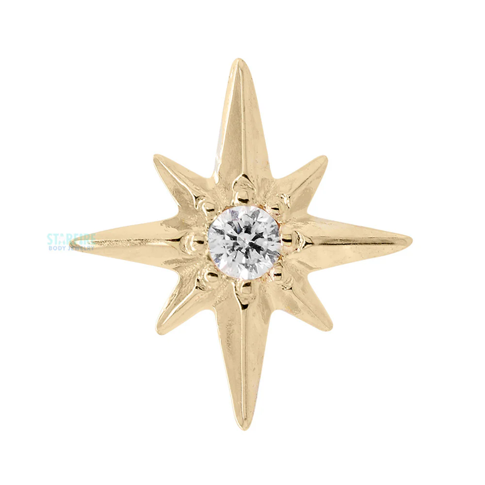 "North Star" Threaded End in Gold & Platinum with CZ - Image 3