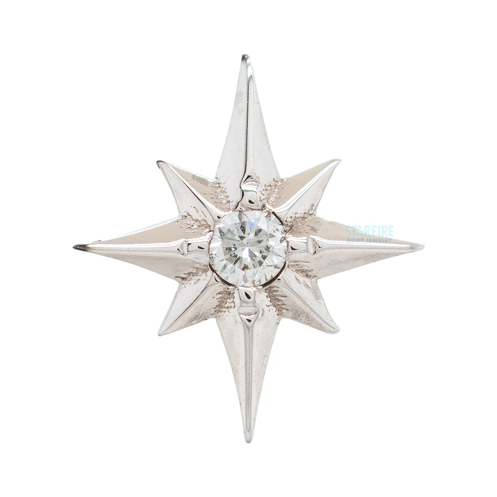 "North Star" Threaded End in Gold & Platinum with CZ - Image 4
