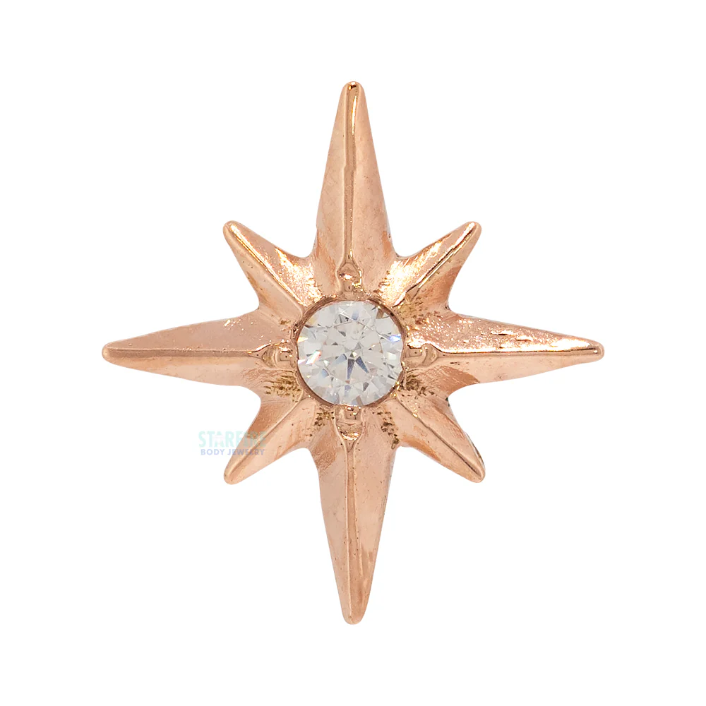 "North Star" Threaded End in Gold & Platinum with CZ - Image 5