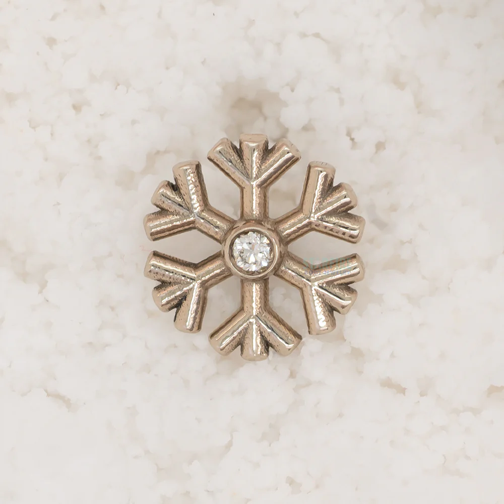 Snowflake Threaded End in Gold & Platinum with CZ - Image 2