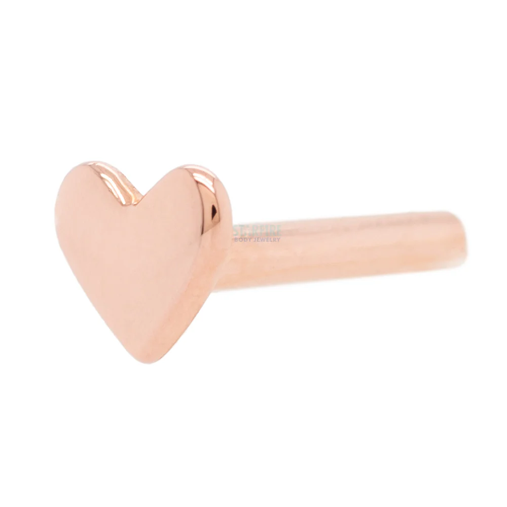 threadless: 14K, 18K or Platinum Heart Backed Labret Post / Flatback - Image 3