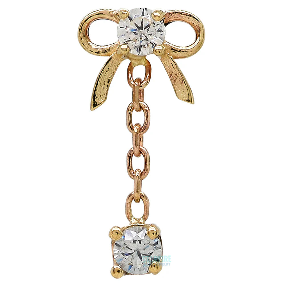 threadless: Bow Dangle End in Gold & Platinum with CZ's - Image 3