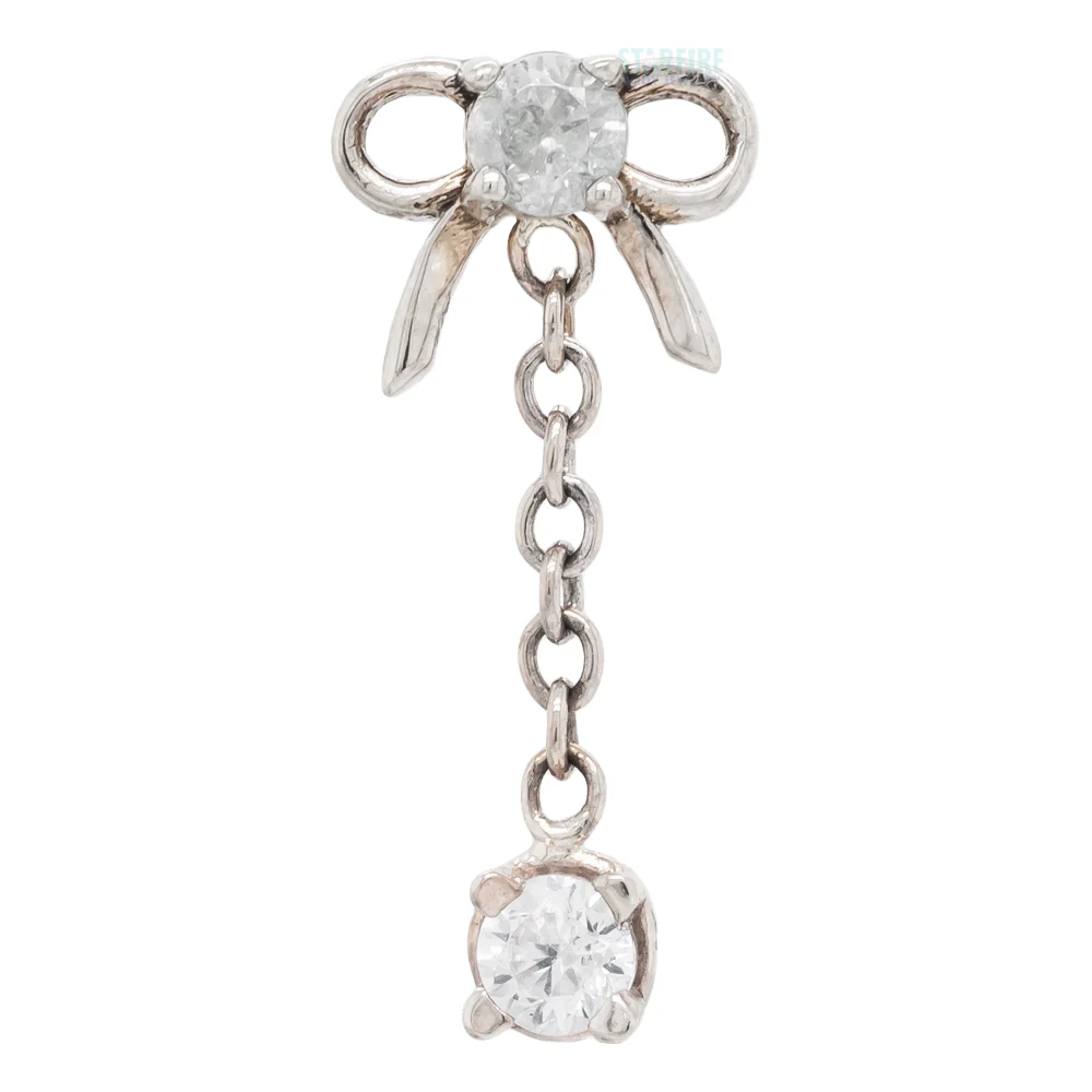 threadless: Bow Dangle End in Gold & Platinum with CZ's - Image 4