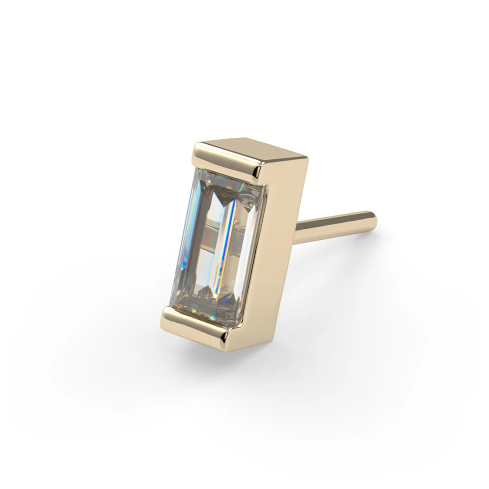 threadless: Channel Set Baguette End in Gold & Platinum with Diamond