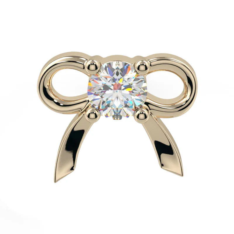 threadless: Gem Bow End in Gold & Platinum with CZ - Image 2