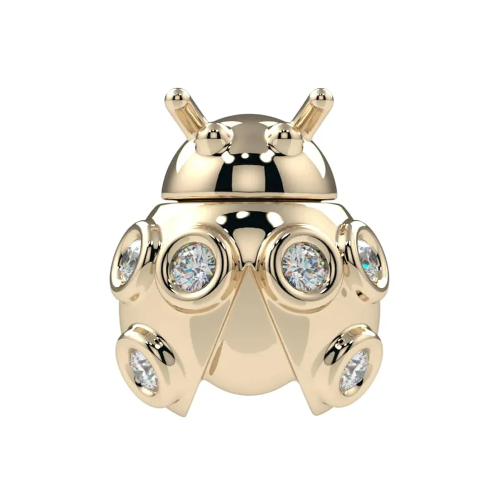 threadless: Gem Ladybug End in Gold & Platinum with CZ's