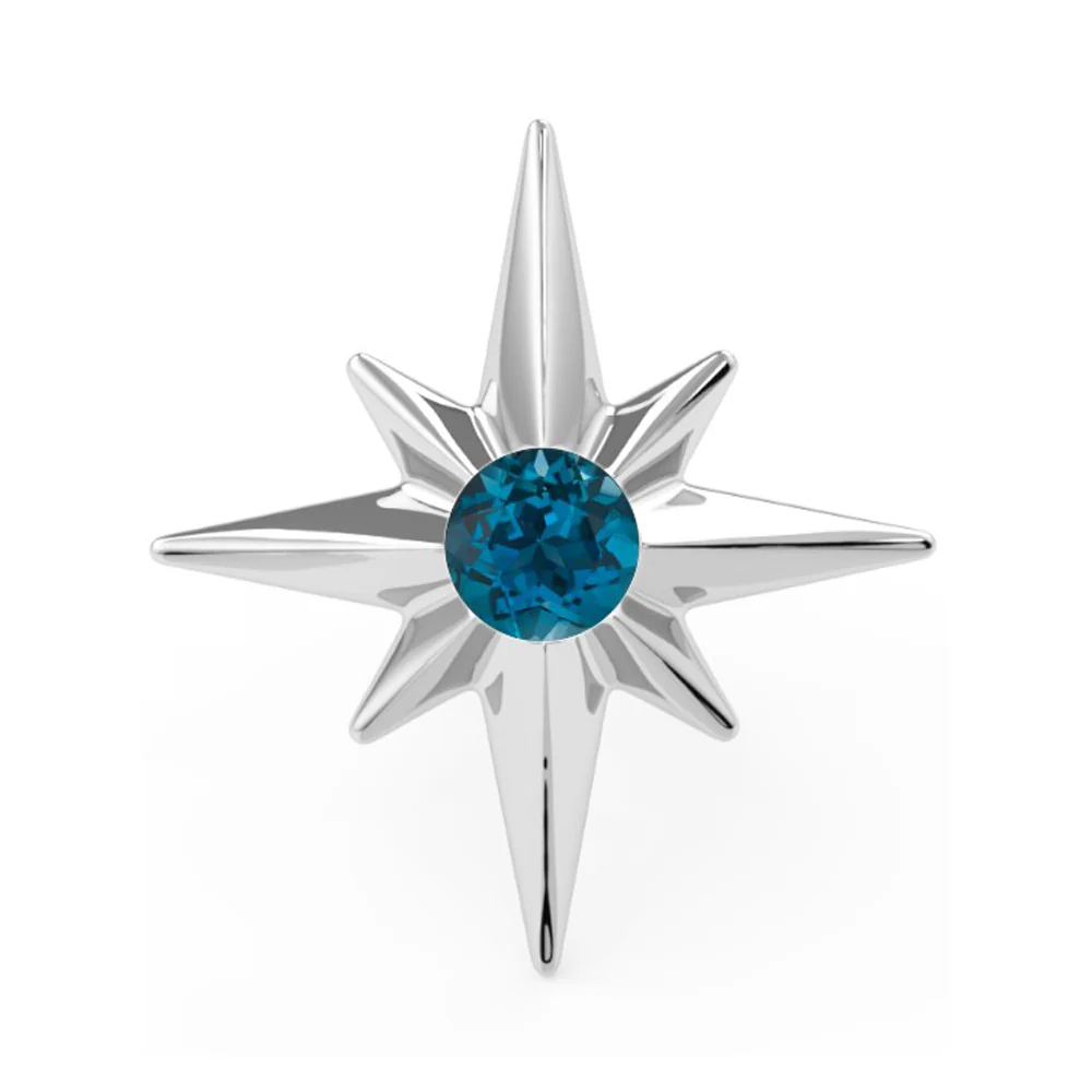 threadless: "North Star" End in Gold & Platinum with London Blue Topaz