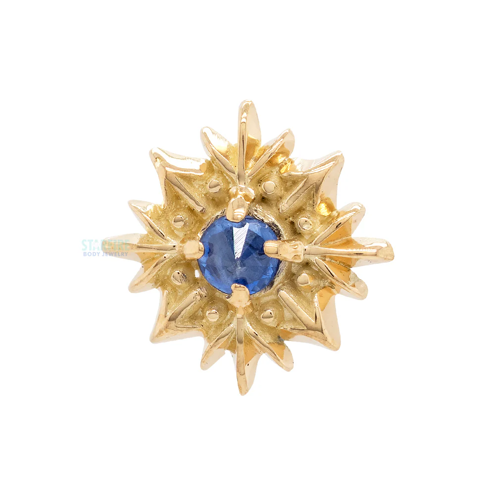 threadless: Snowflake End in Gold with Blue Gemstone