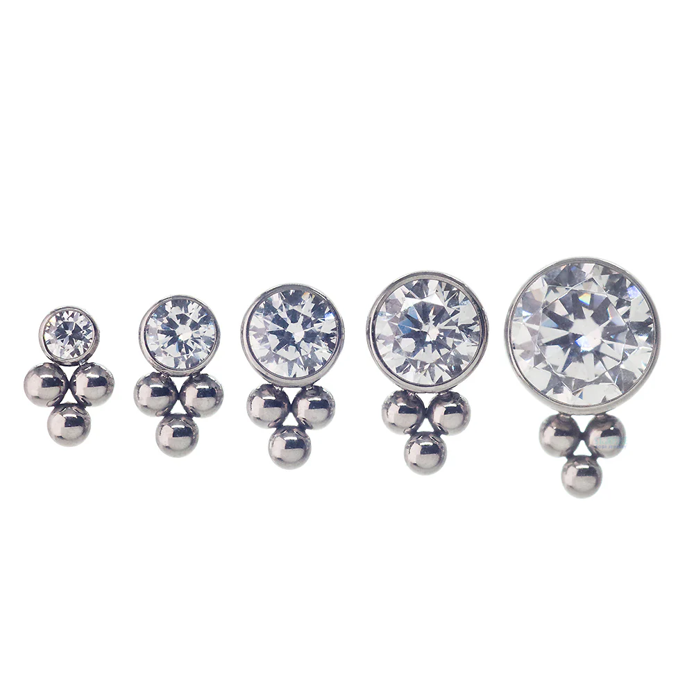 11HT-3 'Haute Couture' 2mm Faceted Gem Bezel Threaded End - Image 2