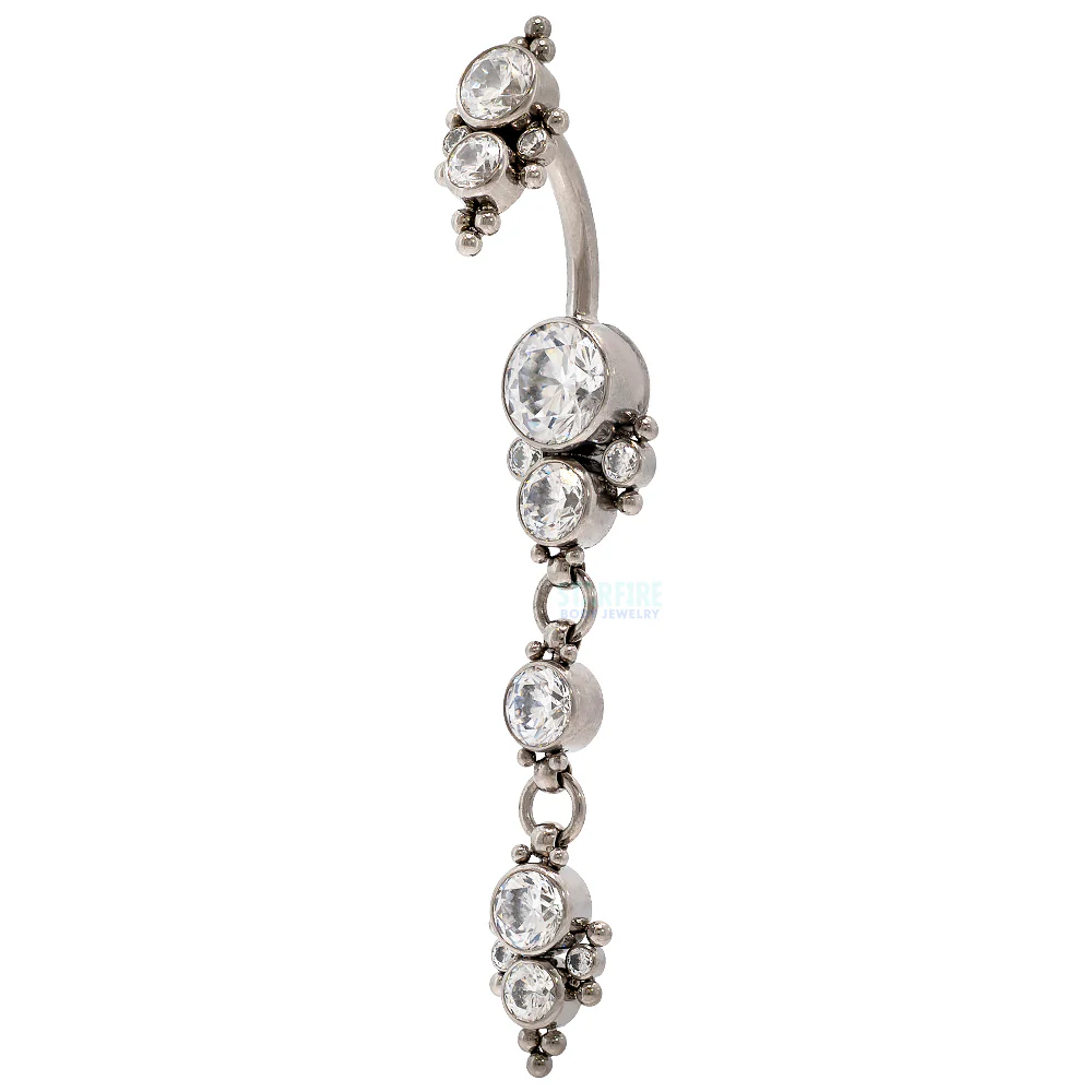 "Angel" 'Cascade' Faceted Gem Navel Curve with Dangle