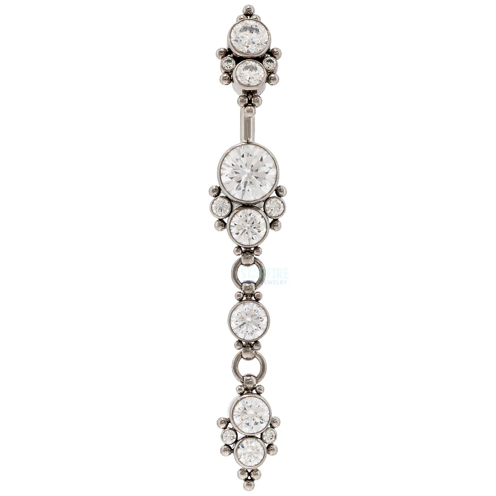 "Angel" 'Cascade' Faceted Gem Navel Curve with Dangle - Image 3