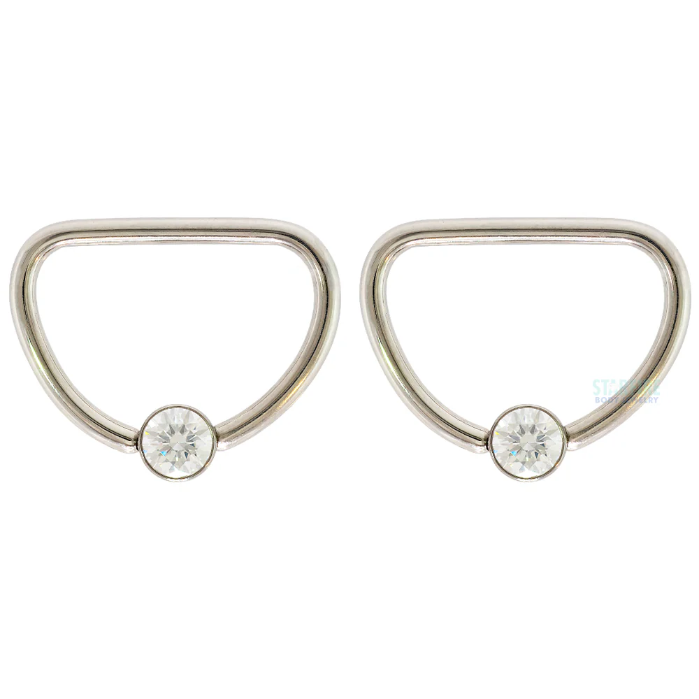 D-Rings with Faceted Gem - Pair - Image 2