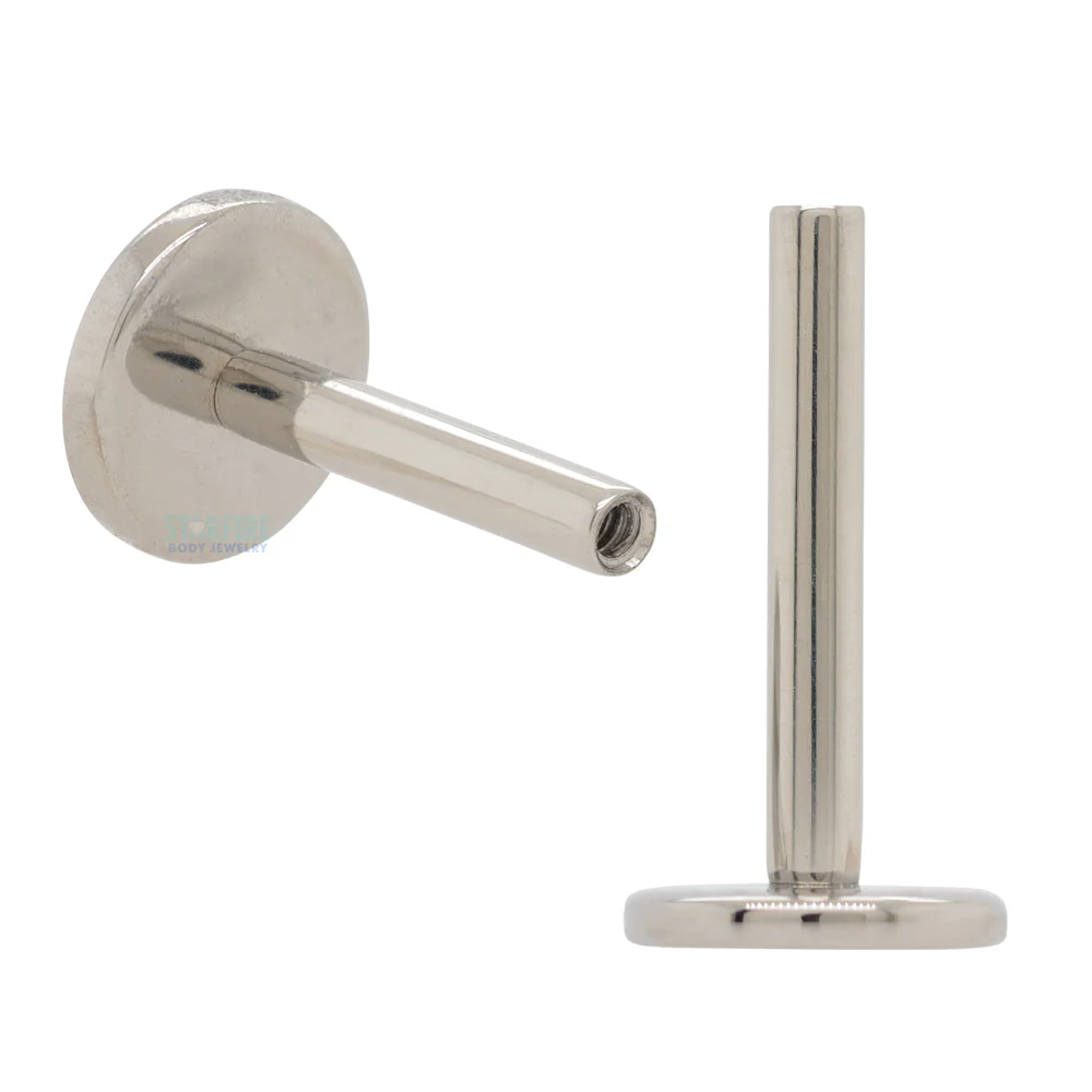 Stainless Steel Threaded Flatback / Labret Post / Straight Barbell End with Threaded Disk