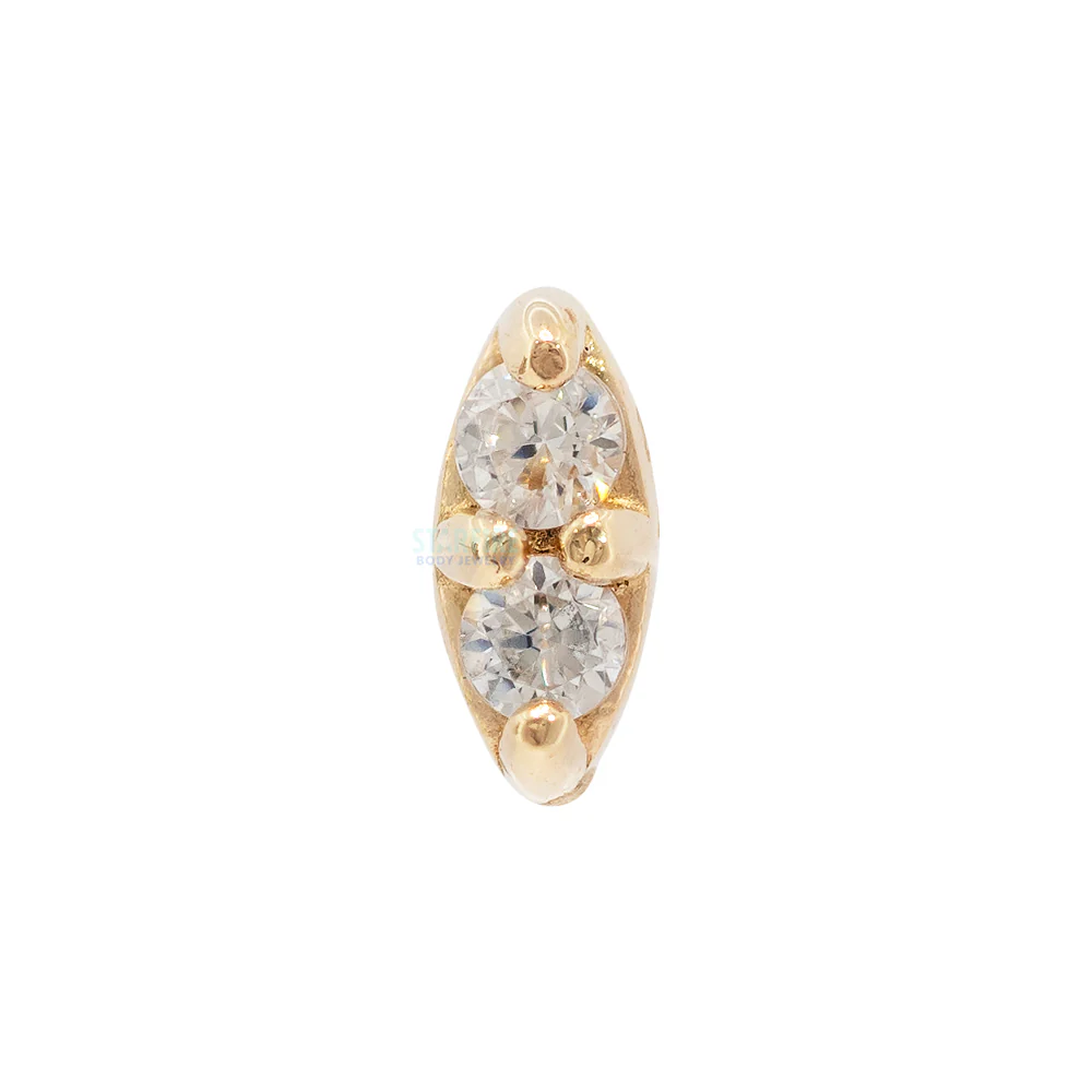 threadless: 2 Stone Marquise Pin in Gold with Faceted Gems - Image 2