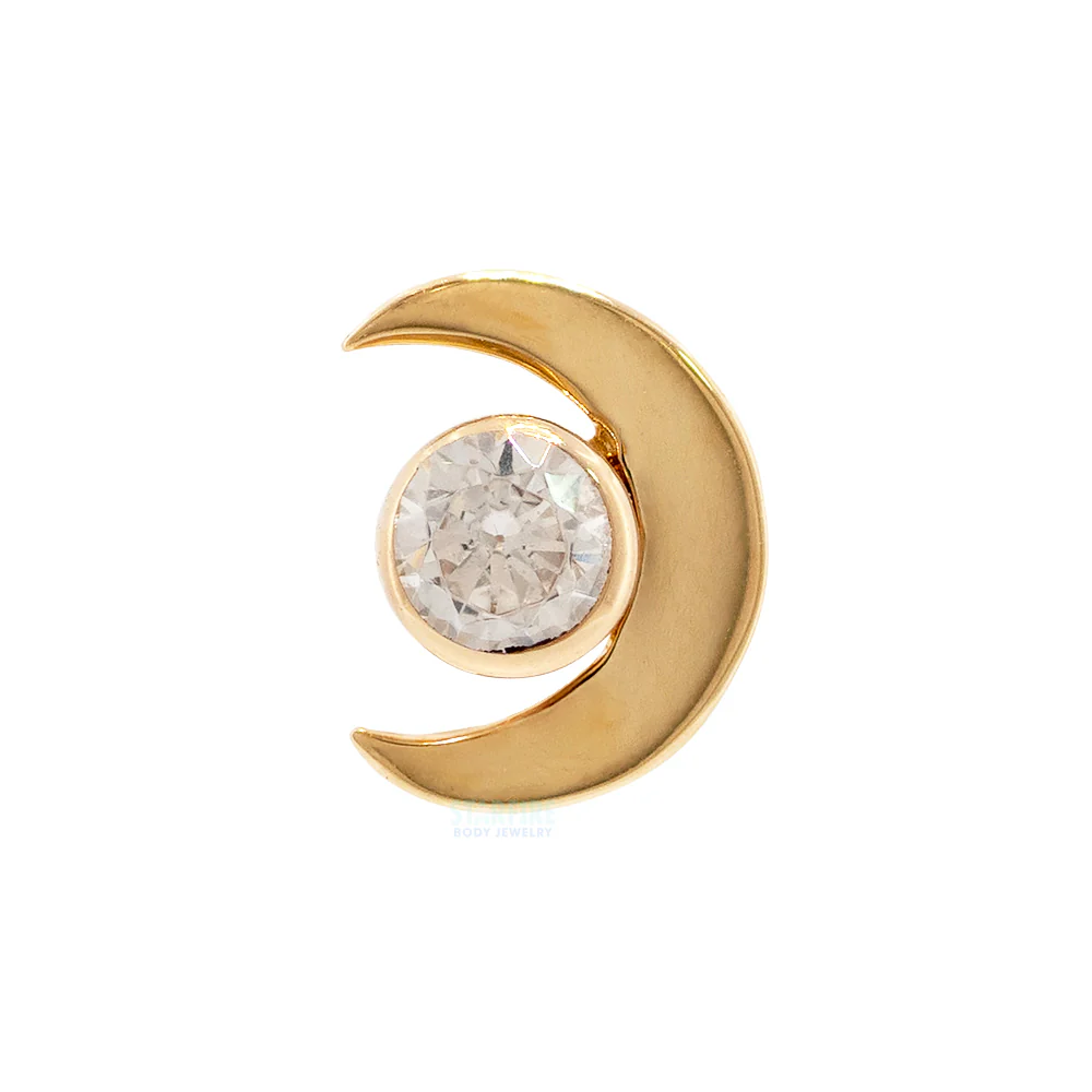 threadless: Moon & Bezel Pin in Gold with Faceted Gem
