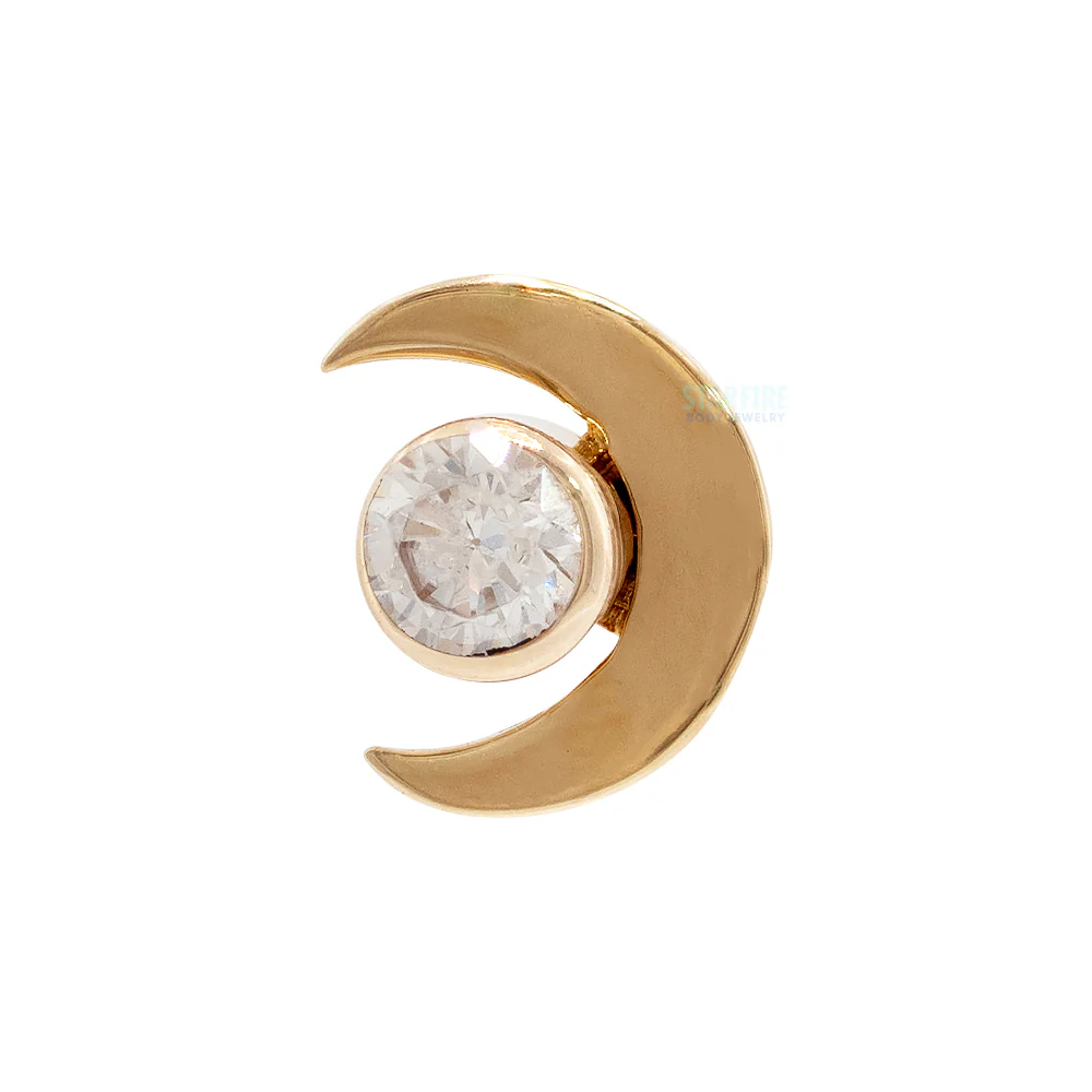 threadless: Moon & Bezel Pin in Gold with Faceted Gem - Image 3