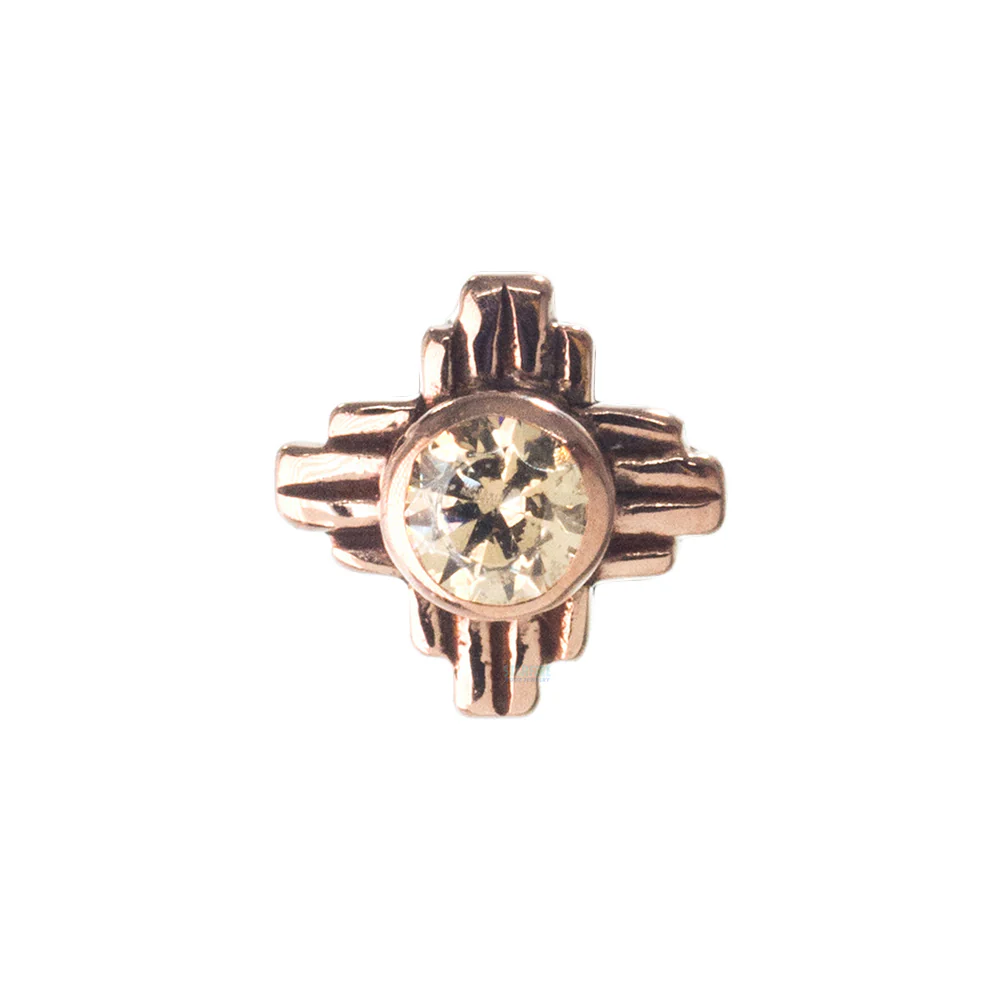 "Zia" Small Faceted Gem Threaded End in Gold - Image 12