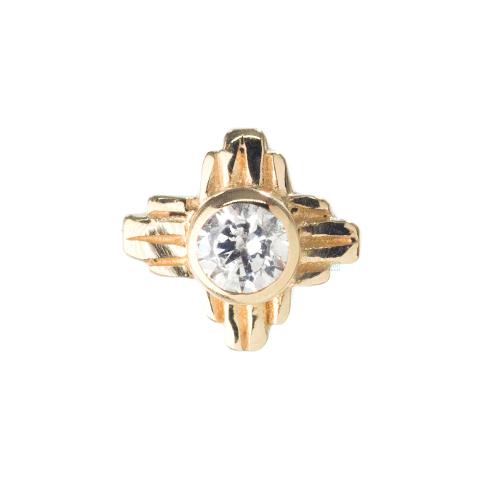 "Zia" Small Faceted Gem Threaded End in Gold - Image 4