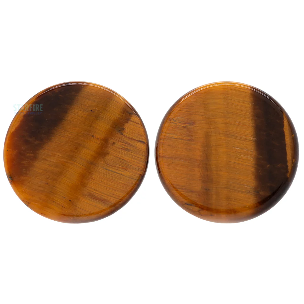 Mayan Style Stone Plugs - Yellow Tiger Eye - Image 2