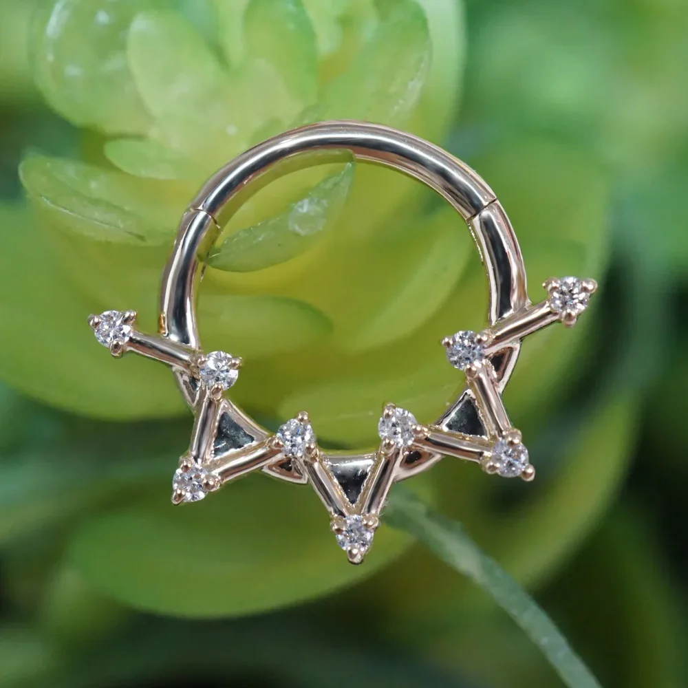 "Astera" Hinge Ring / Clicker in Gold with Diamonds - Image 2