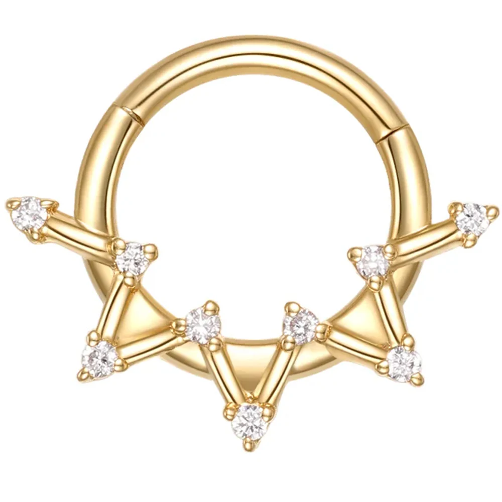 "Astera" Hinge Ring / Clicker in Gold with Diamonds - Image 3