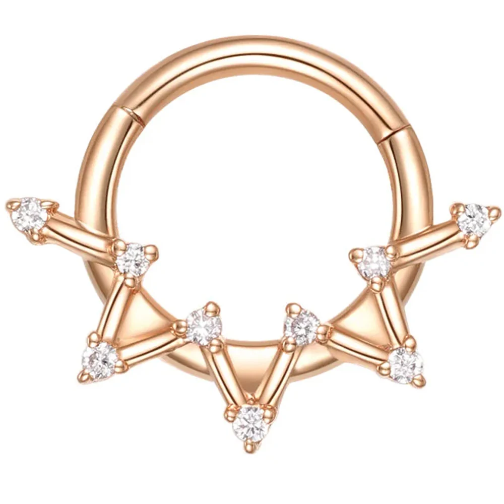 "Astera" Hinge Ring / Clicker in Gold with Diamonds - Image 5