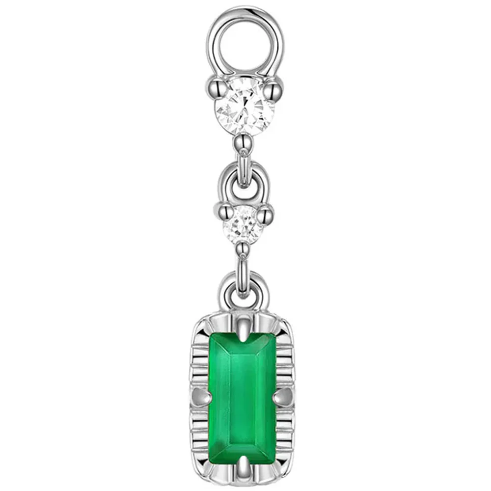 Baguette "Juvia" Chain Charm in Gold with Genuine Gemstones - Image 2