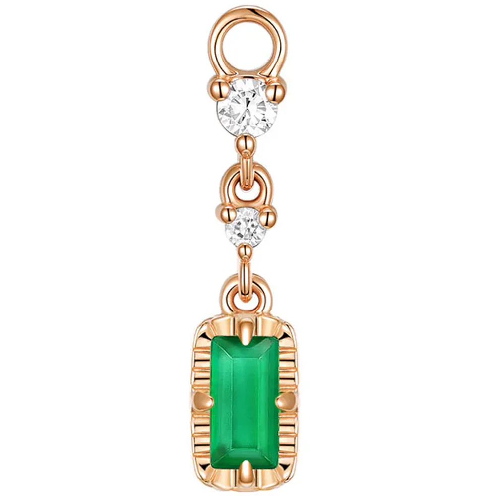 Baguette "Juvia" Chain Charm in Gold with Genuine Gemstones - Image 3