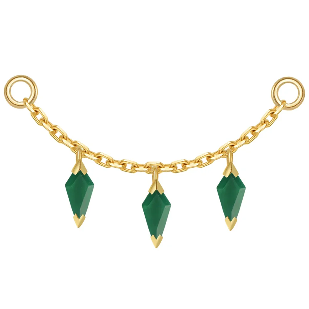 Chain with Dripping Kite Green Chalcedony
