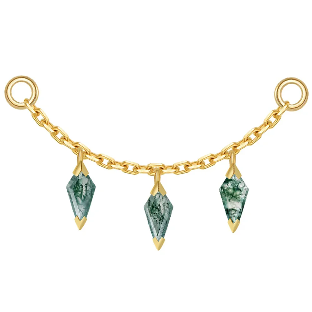 Chain with Dripping Kite Moss Agates - Image 2