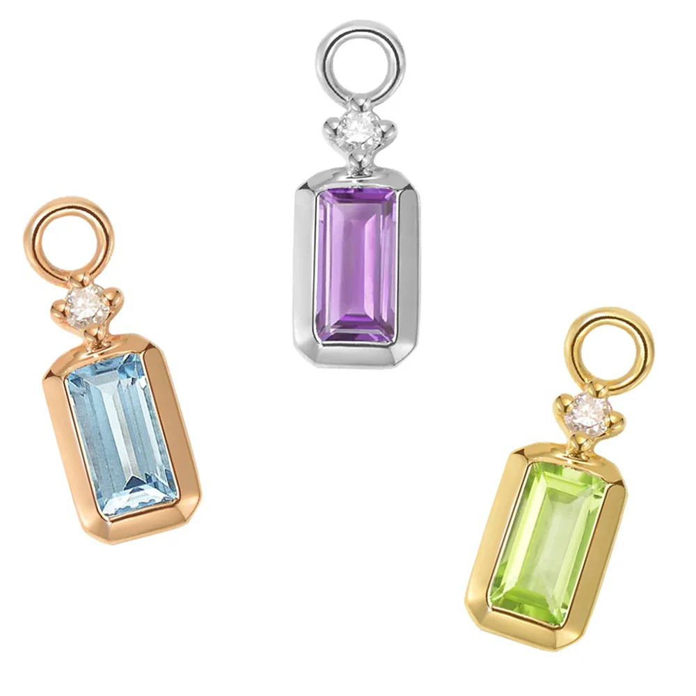 "Chloe" Charm in Gold with Colored Genuine Gemstones