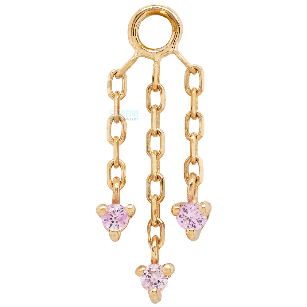 "Esme" Chain Charm in Gold with Pink Sapphires