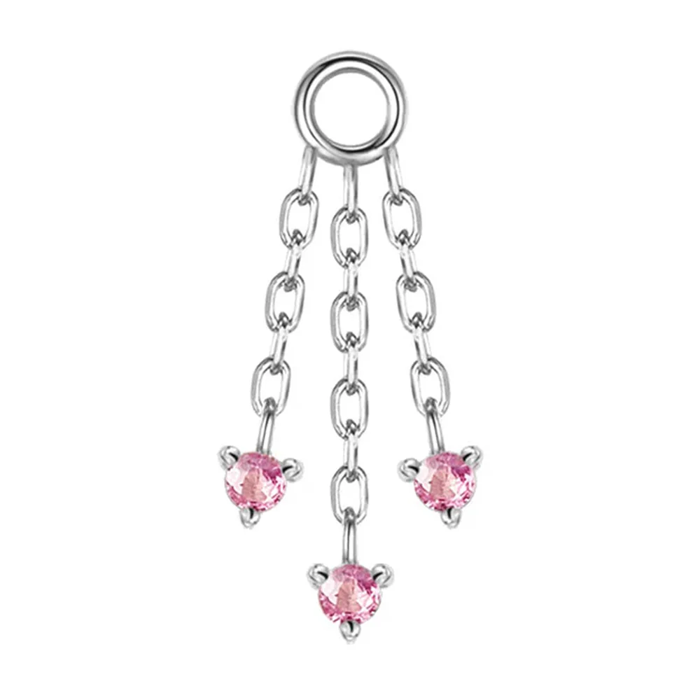 "Esme" Chain Charm in Gold with Pink Sapphires - Image 3