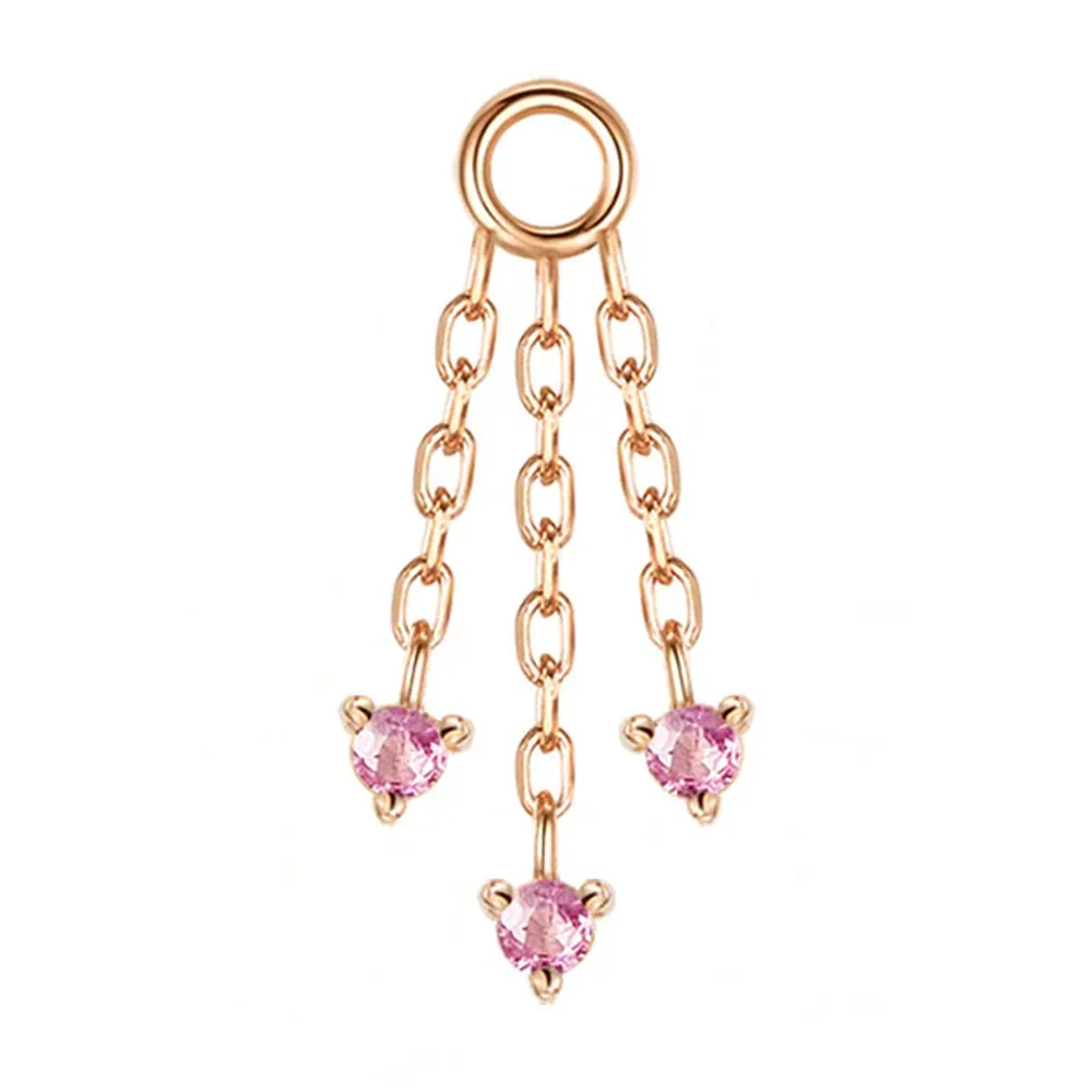 "Esme" Chain Charm in Gold with Pink Sapphires - Image 4