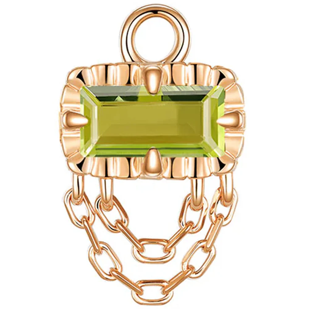 Fluted Edge "Hazel" Charm with Chains in Gold with Genuine Gemstones - Image 4