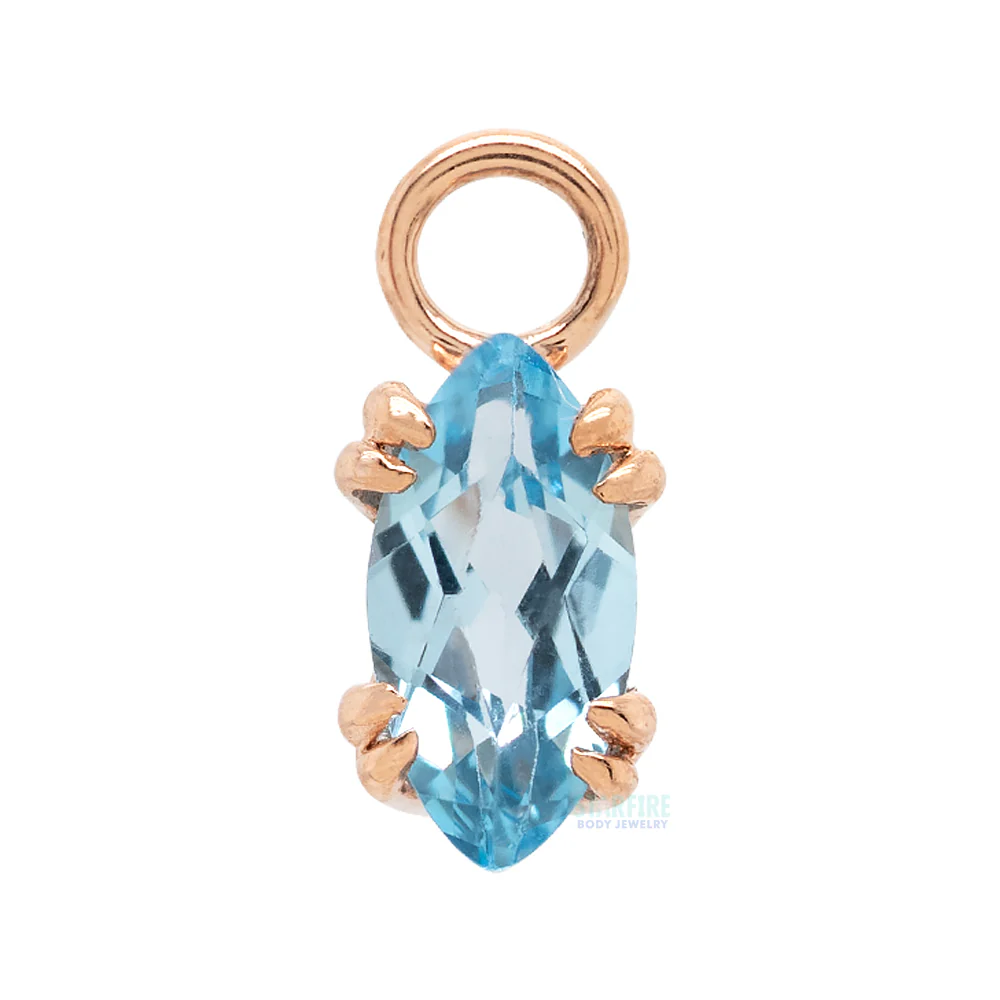 "Georgia" Charm in Gold with Swiss Blue Topaz - Image 2