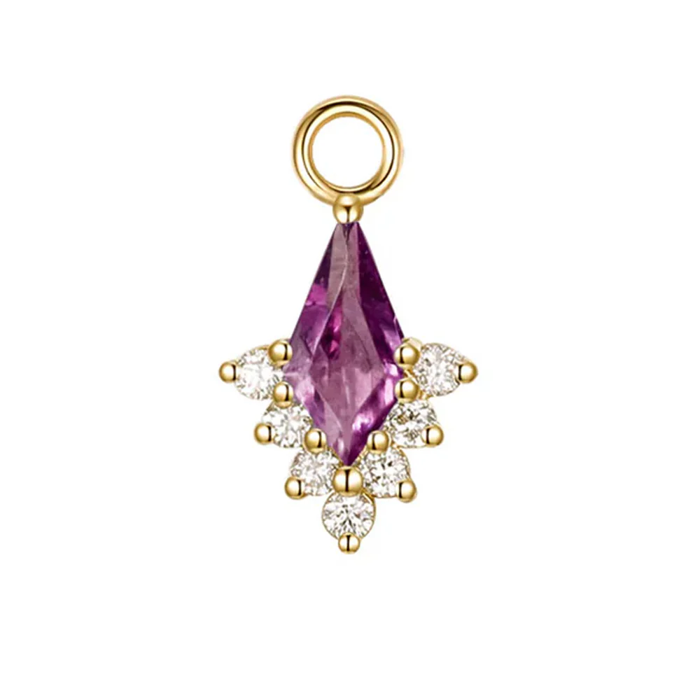 "Jasmine" Charm in Gold with Rhodolite Garnet & Diamonds - Image 2