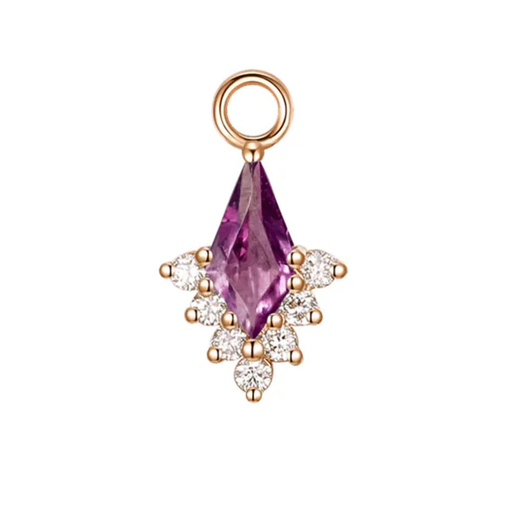 "Jasmine" Charm in Gold with Rhodolite Garnet & Diamonds - Image 4