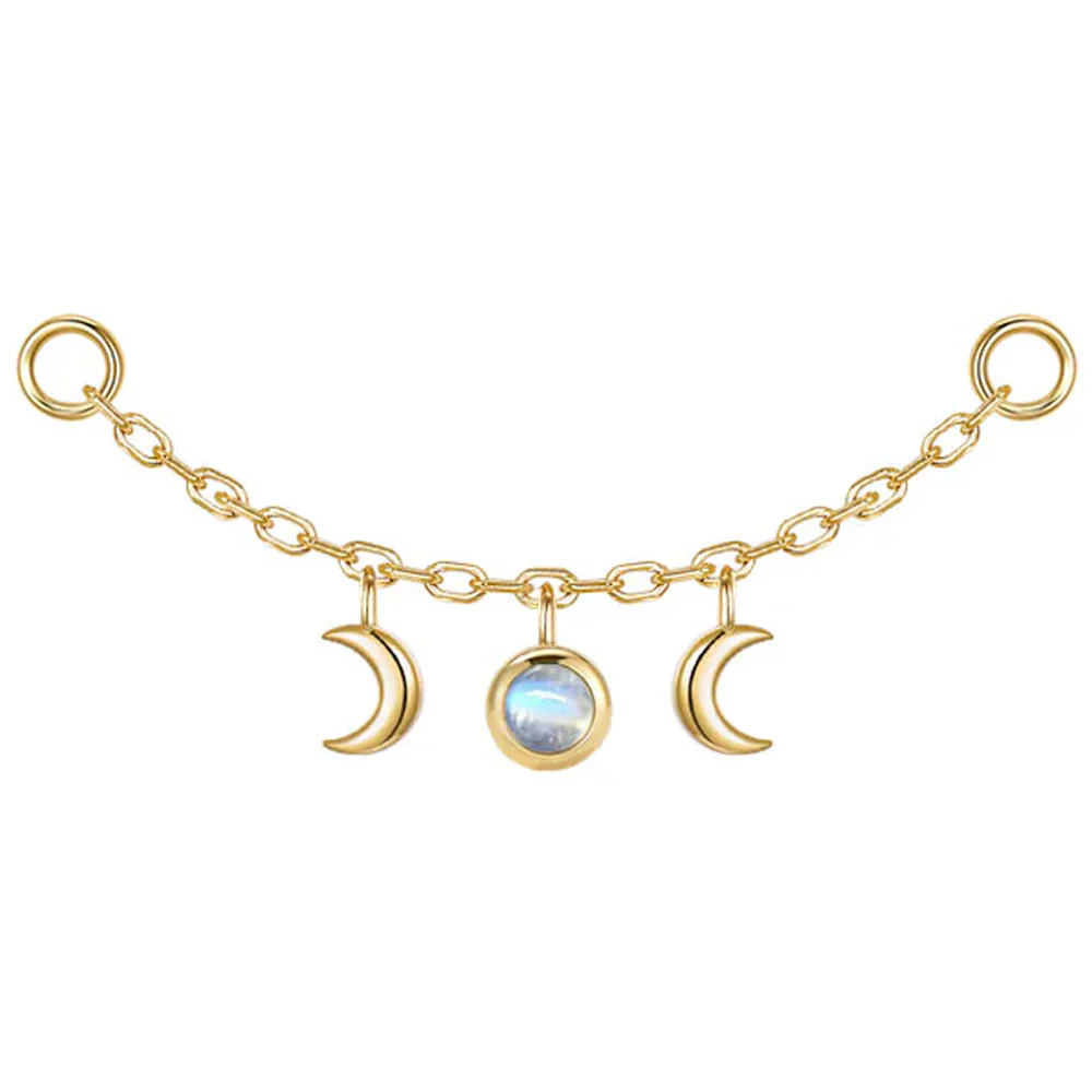 "Moonfall" Chain Attachment in Gold with Moonstone