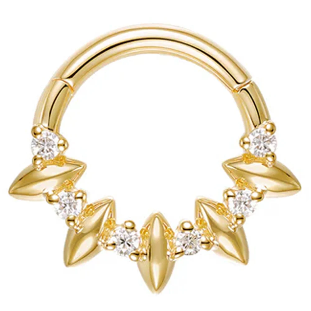 "Shuri" Hinge Ring / Clicker in Gold with Diamonds - Image 2
