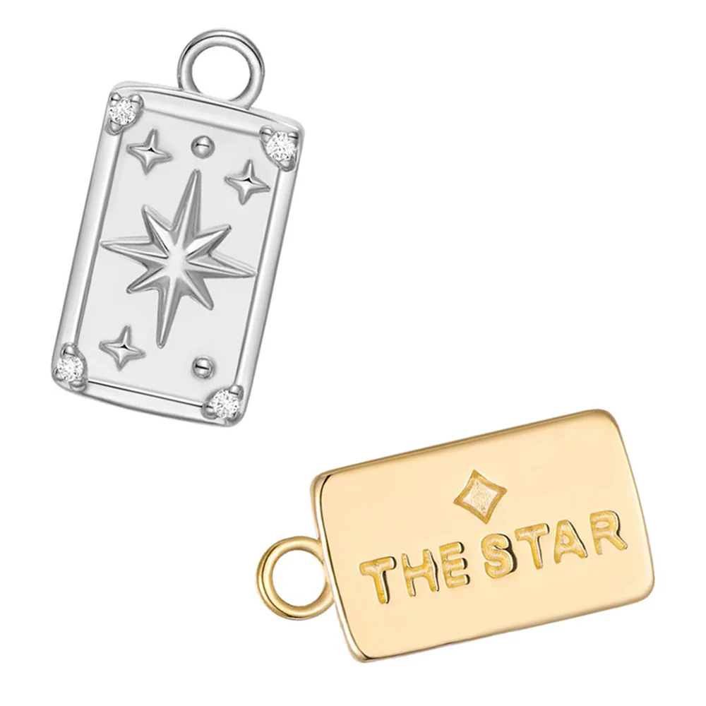 "The Star" Tarot Card Charm in Gold with Diamonds - Image 3