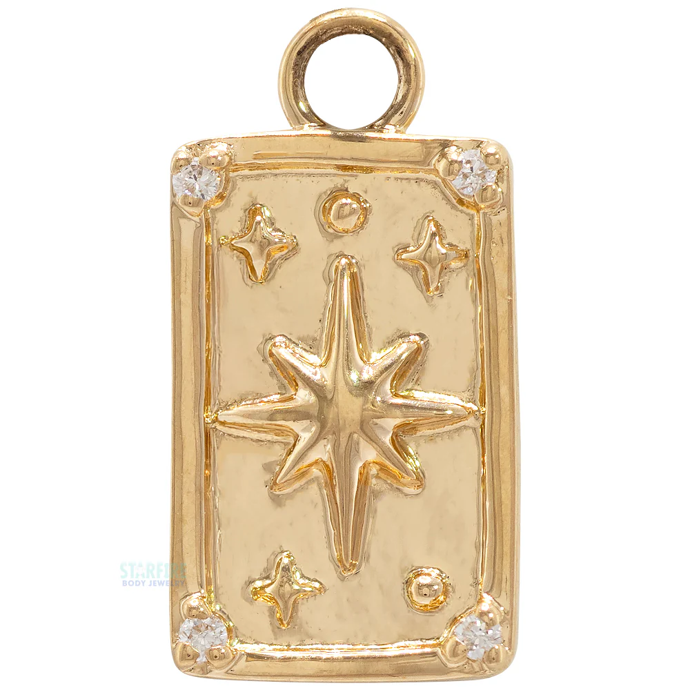 "The Star" Tarot Card Charm in Gold with Diamonds - Image 4