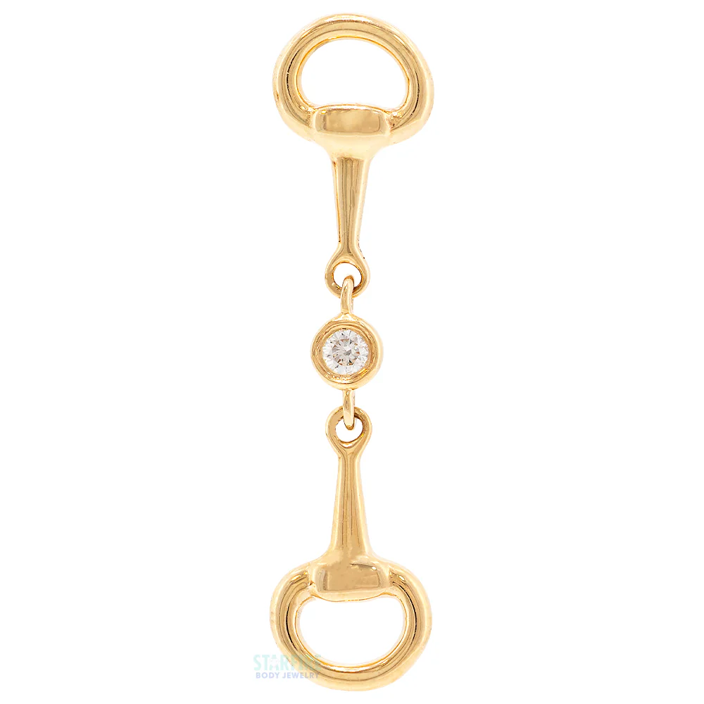 threadless: "Aspen" Horse Bit End in Gold with Diamond - Image 4