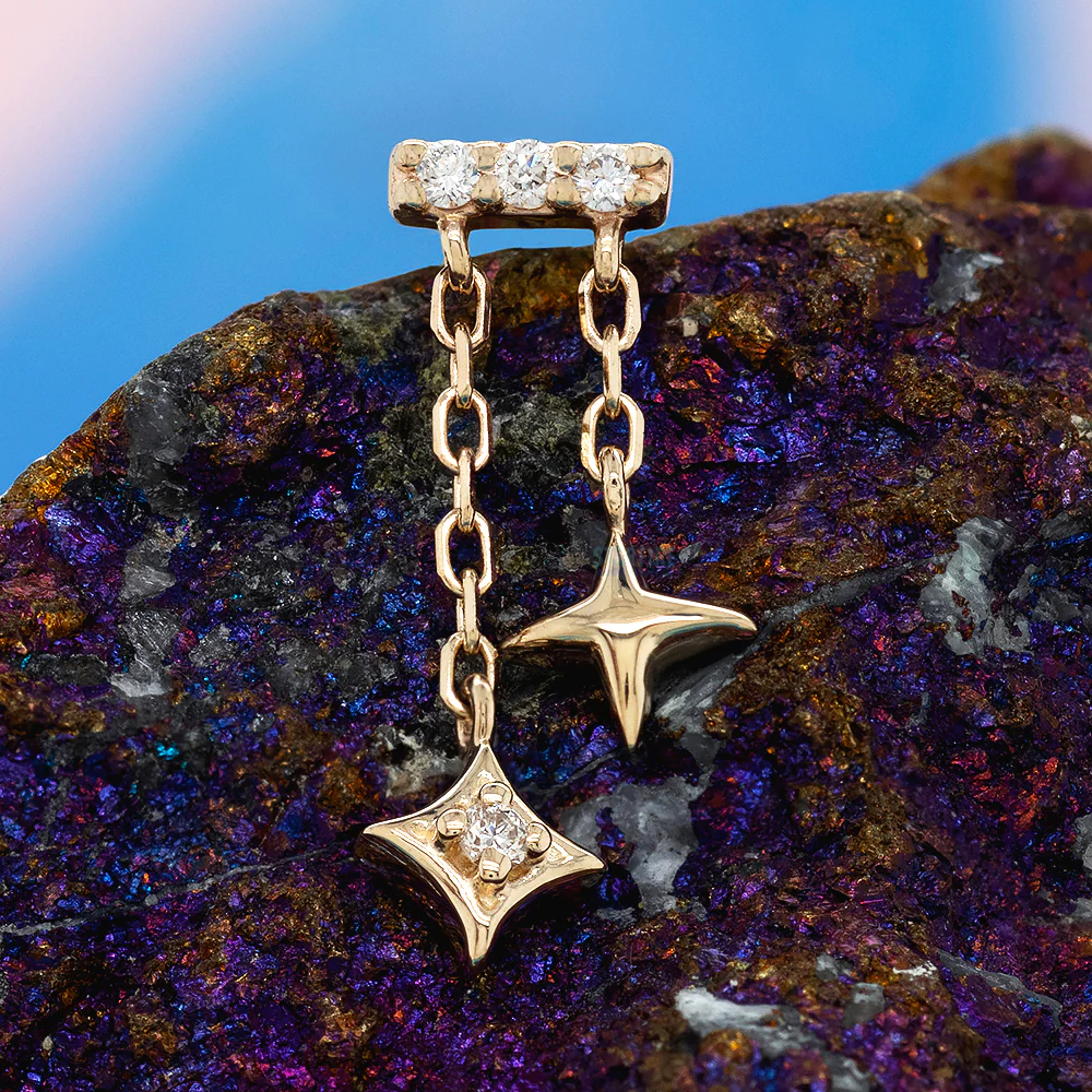 threadless: "Cosmo" End with Chains in Gold with Diamonds - Image 2