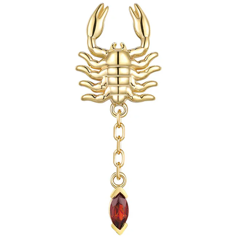 threadless: "Draco" Scorpion End in Gold with Red Garnet - Image 2