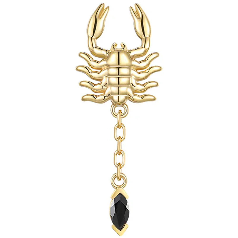 threadless: "Draco" Scorpion End in Gold with Black Agate - Image 2
