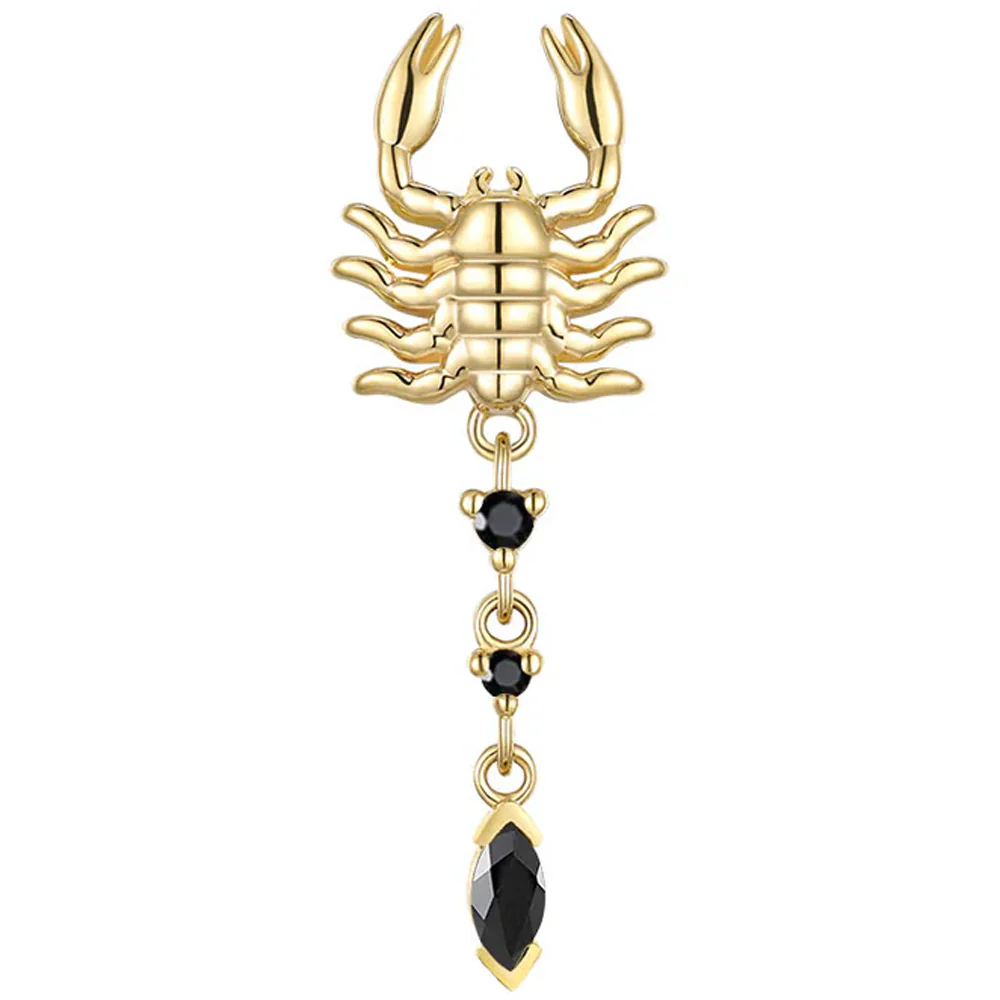 threadless: "Draco" Scorpion End in Gold with Black Agate - Image 3